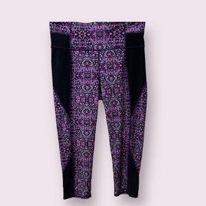 ATHLETA Womens Chaturanga Tapestry Mixed Print High Rise Cropped Leggings Size M